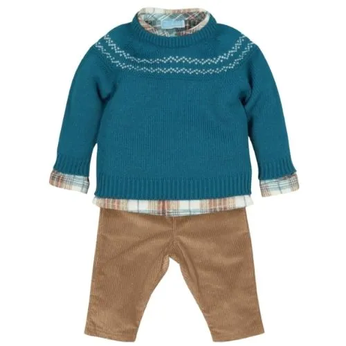 COMPLETO CASUAL BAMBINO MAGLIONE + CAMICIA + PANTALONE