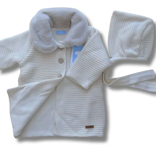 CAPPOTTO INVERNALE IN MISTO LANA CON PELLICCIA E CAPPELLINO