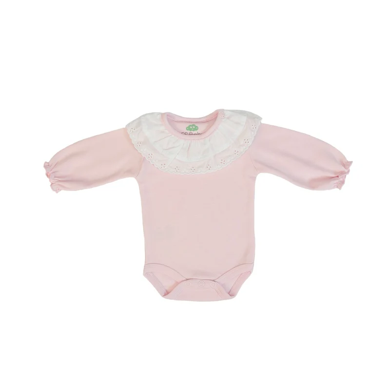 BODY BIMBA MANICA LUNGA IN COTONE ROSA