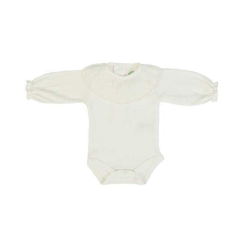 BODY BIMBA MANICA LUNGA IN COTONE BIANCO