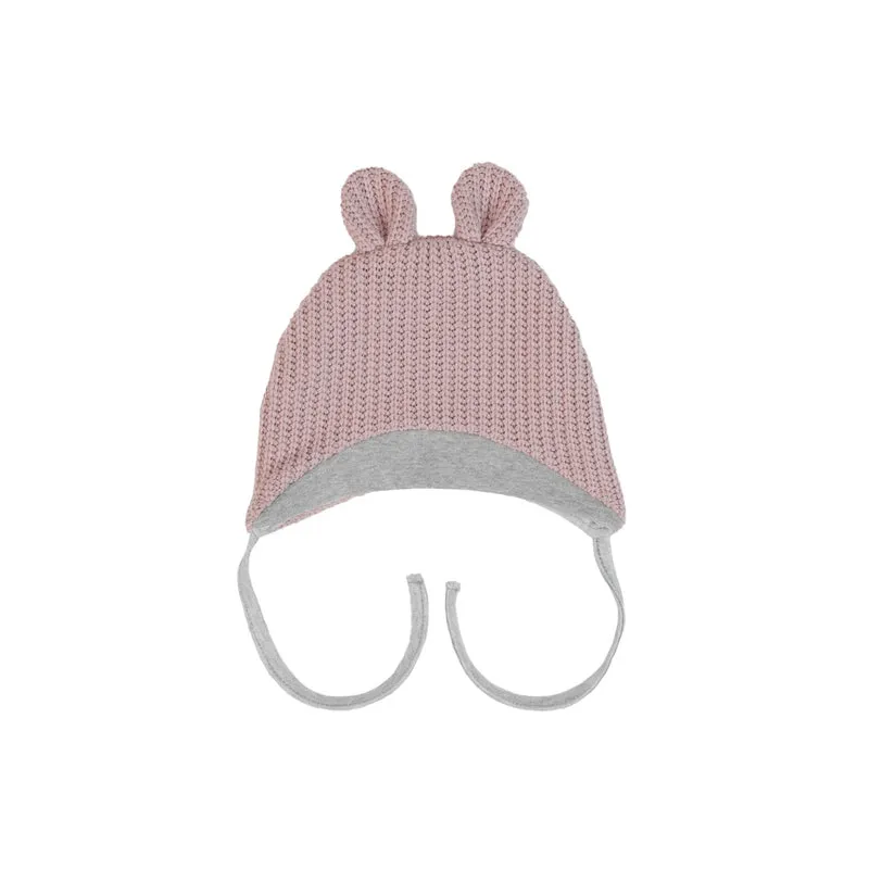 CAPPELLINO NEONATO IN TESSUTO A MAGLIA ROSA