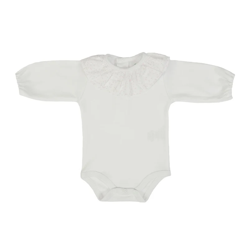 BODY BIMBA MANICA LUNGA IN COTONE BIANCO