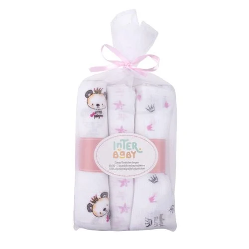 SET 3 COPERTINE NEONATO IN MUSSOLA DI COTONE 80X80 CM - ROSA
