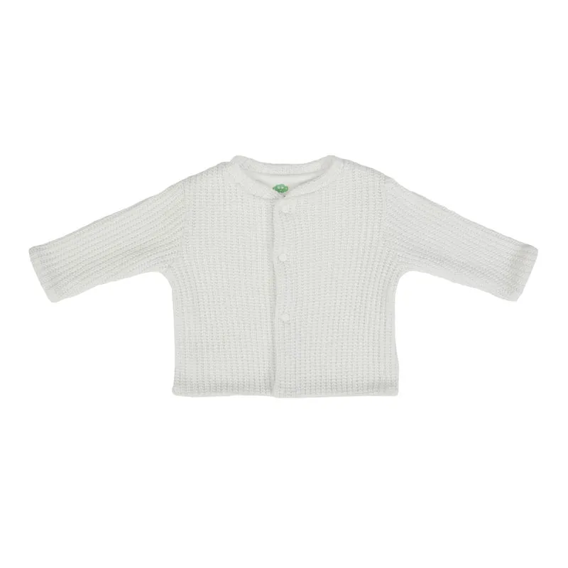 CARDIGAN GIACCA NEONATA BAMBINA IN MAGLIA BIANCA