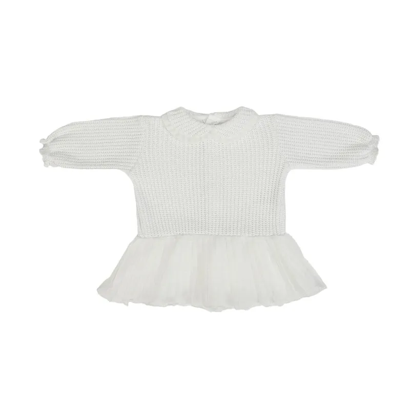 VESTITO NEONATA BAMBINA INVERALE IN TESSUTO A MAGLIA - BIANCO