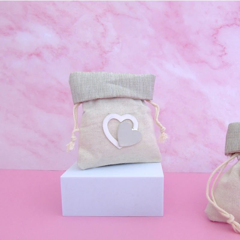 BOMBONIERA SACCHETTI NASCITA BATTESIMO PORTA CONFETTI - CUORE