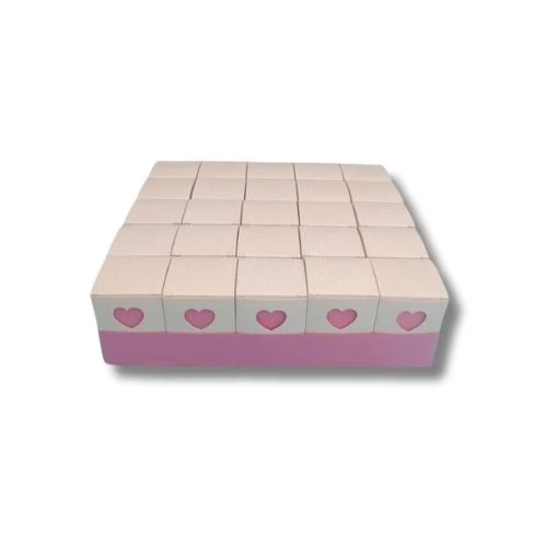 TORTA BOMBONIERA NASCITA BATTESIMO CUORE BEIGE ROSA