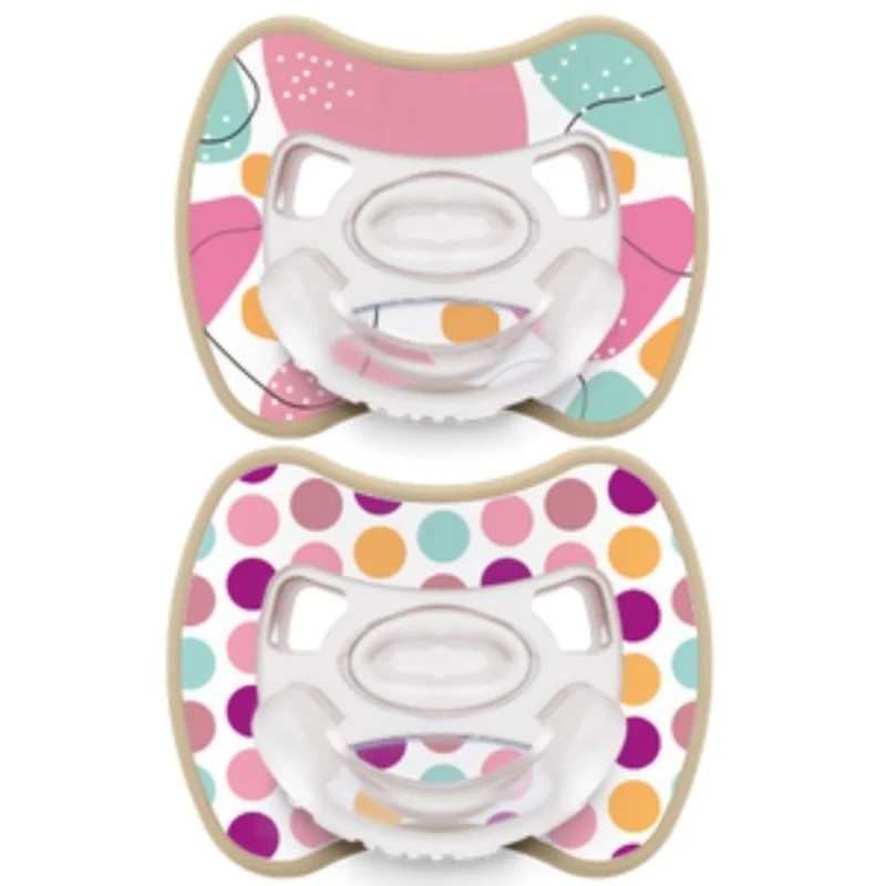 CIUCCIO SUPER LEGGERO IN SILICONE MEDICALE - GLEE DOTS - BIPACK - 00-2 MESI