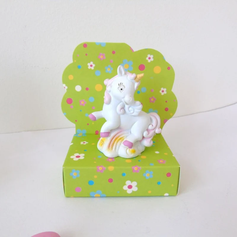 BOMBONIERA NASCITA BATTESIMO PORTA CONFETTI CON UNICORNO