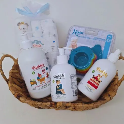 CESTO NASCITA NEONATO - IDEA REGALO NASCITA - BAGNETTO