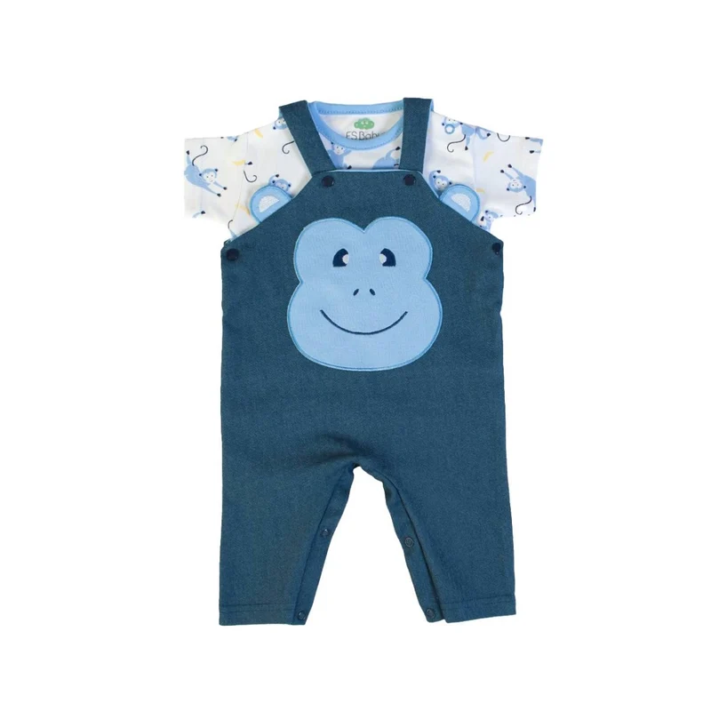 COMPLETO NEONATO BAMBINO SALOPETTE MEZZA MANICA - MONKEY