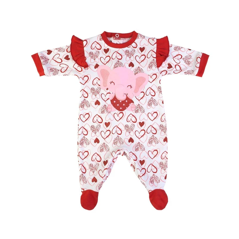 TUTINA NEONATO NASCITA IN COTONE MANICA LUNGA - CUORI