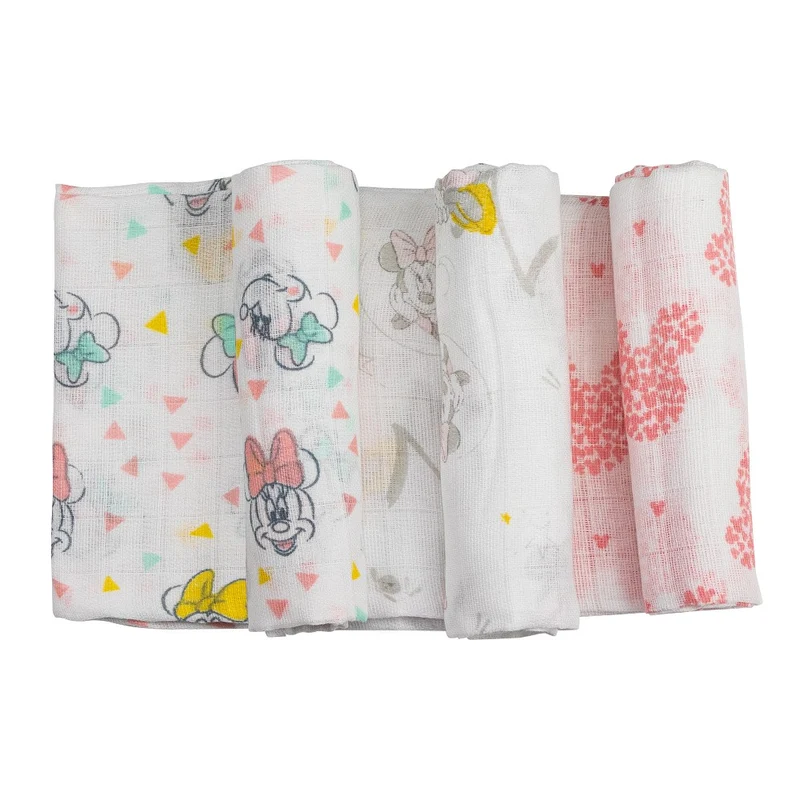 SET 3 COPERTINE NEONATO IN MUSSOLA DI COTONE 80X80 CM - MINNIE
