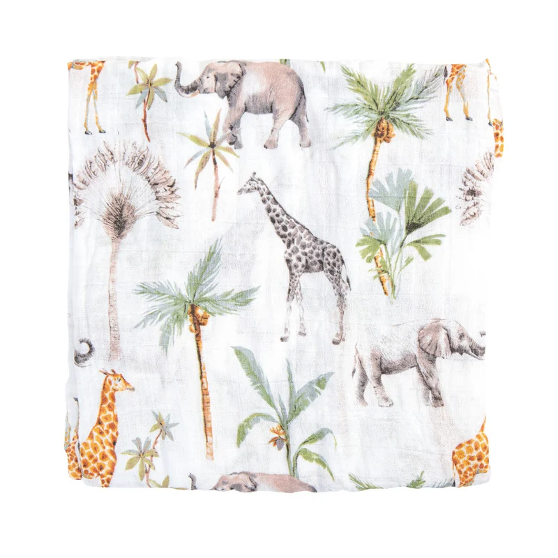 COPERTINA NEONATO IN MUSSOLA DI BAMBOO 120X120 CM - AFRICA