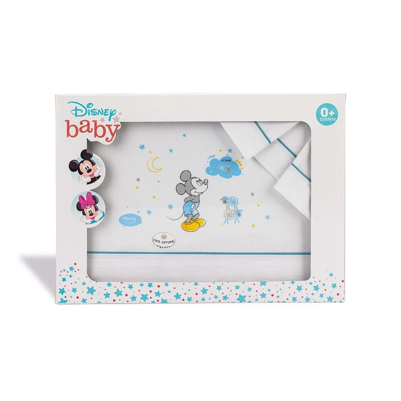 COMPLETO LENZUOLA LETTINO CON SBARRE NEONATO - TOPOLINO MICKEY MOUSE