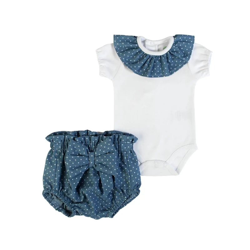 PAGLIACCETTO NEONATA BAMBINA MEZZA MANICA POIS BLU