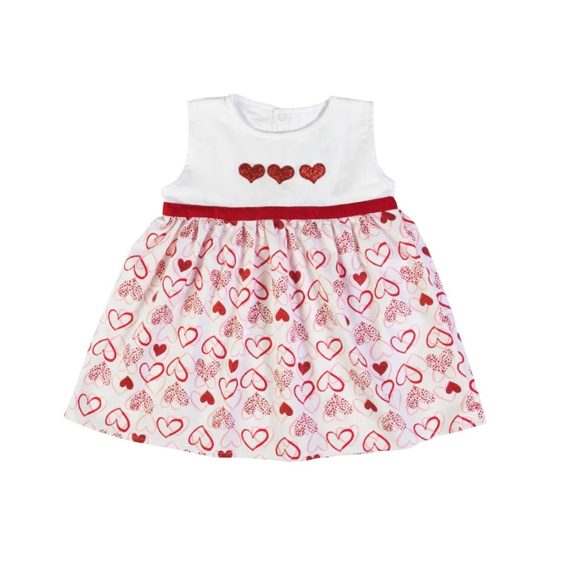 VESTITO NEONATA BAMBINA GIRO MANICA COTONE `CUORI`