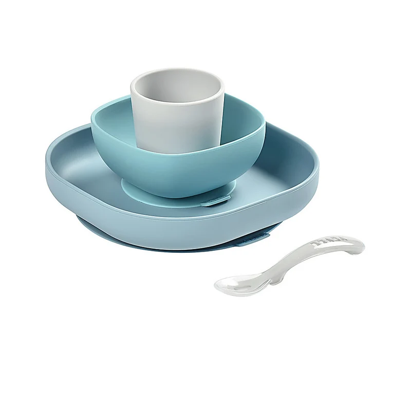 SET PAPPA IN SILICONE 4 PEZZI - BLU - BEABA
