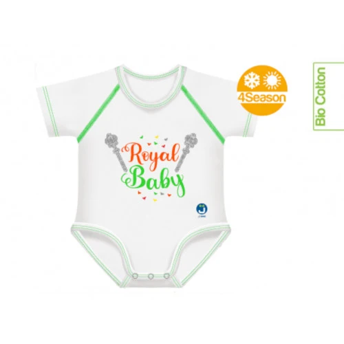 BODY TAGLIA UNICA 0-36 MESI PER NEONATO E BIMBO IN COTONE BIO 4SEASON ROYAL BABY JBIMBI
