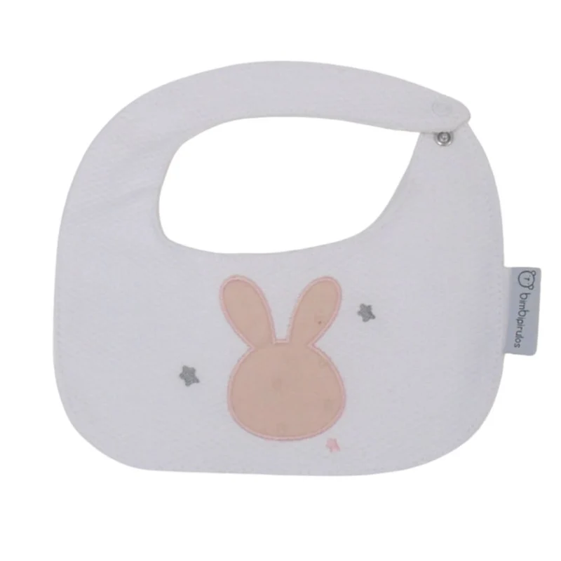 BAVAGLINO BAVETTA NEONATO IN PURO COTONE MOD. CONIGLIETTO ROSA