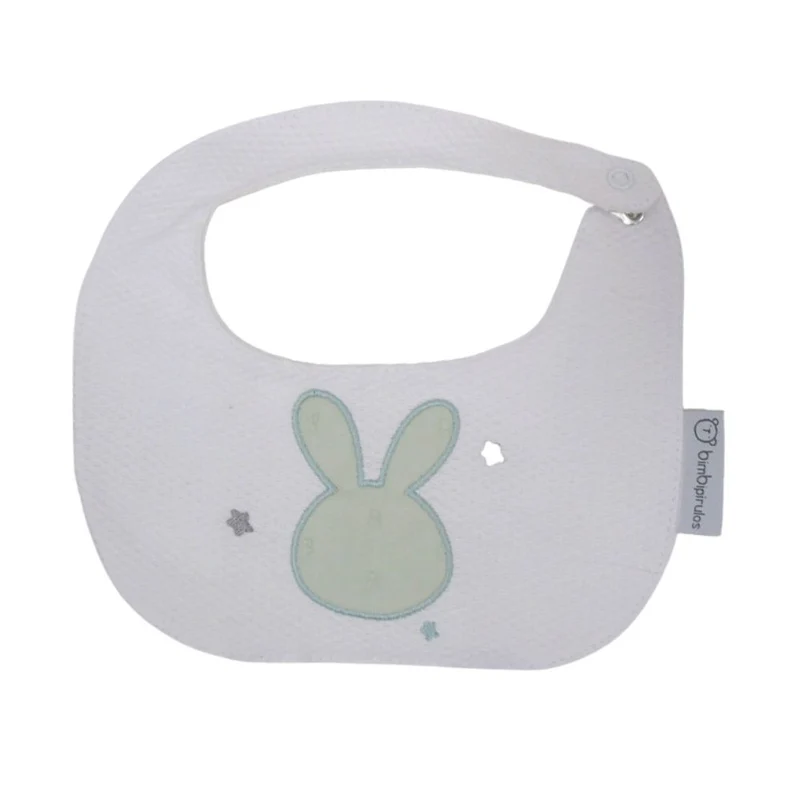 BAVAGLINO BAVETTA NEONATO IN PURO COTONE MOD. CONIGLIETTO VERDE