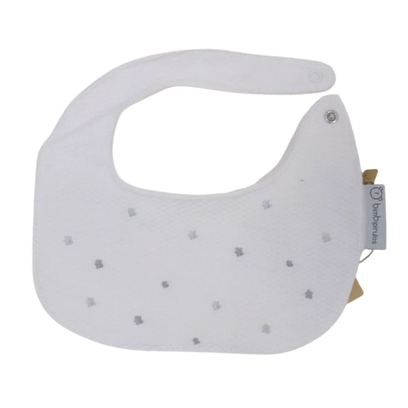 BAVAGLINO BAVETTA NEONATO IN PURO COTONE MOD. STELLE GRIGIO