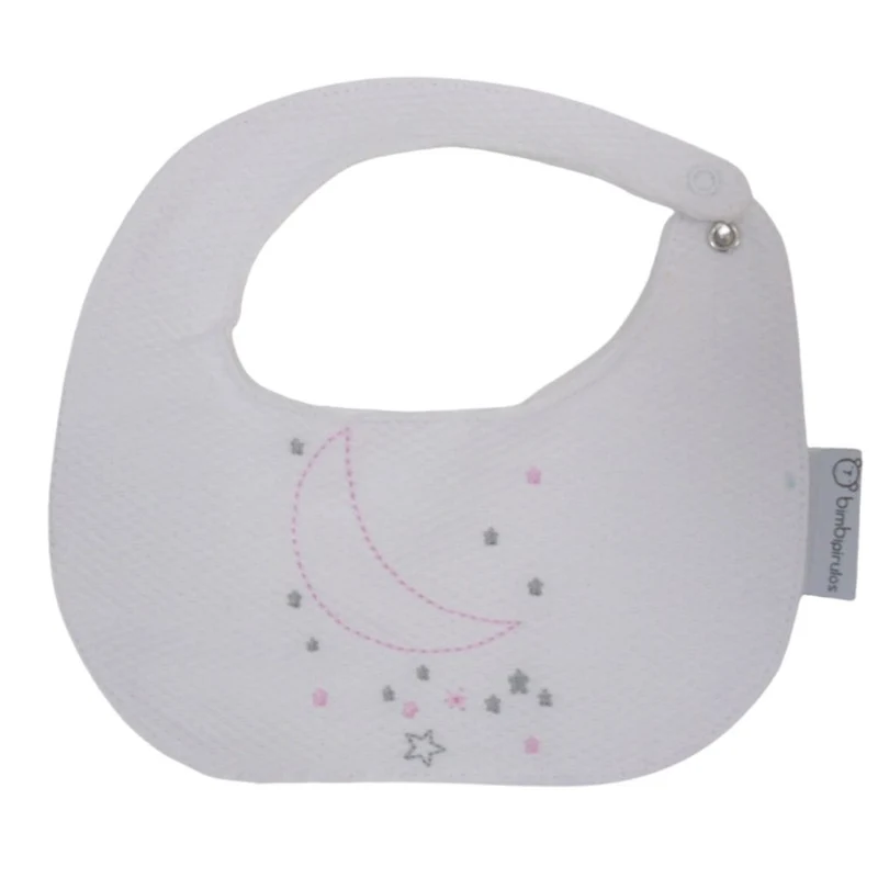 BAVAGLINO BAVETTA NEONATO IN PURO COTONE MOD. LUNA ROSA GRIGIO