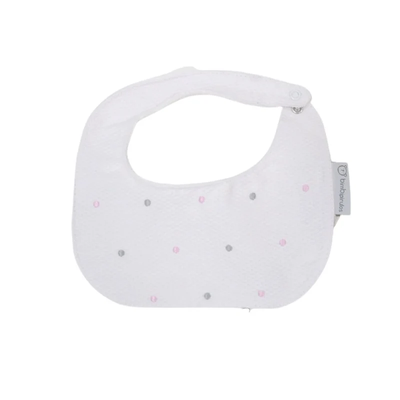 BAVAGLINO BAVETTA NEONATO IN PURO COTONE MOD. POIS GRIGIO ROSA