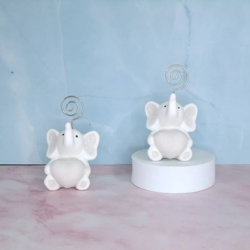 BOMBONIERA BATTESIMO BIMBA BIMBO PORTAFOTO CON CLIP ELEFANTE CUORE
