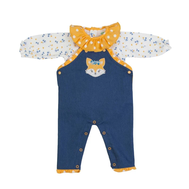 COMPLETO INVERNALE BIMBA SALOPETTE IN JEANS E BODY