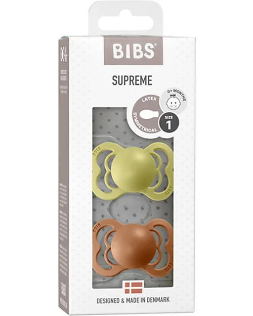 BIBS SET DI 2 CIUCCI SUPREME - GOMMA NATURALE - Verde Prato - Terra