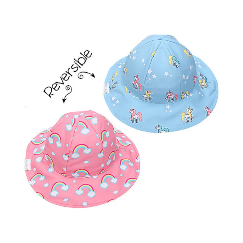 CAPPELLO ESTIVO BAMBINA REVERSIBILE Anti-UV SPF 50+ ARCOBALENO/UNICORNO 6-24 MESI