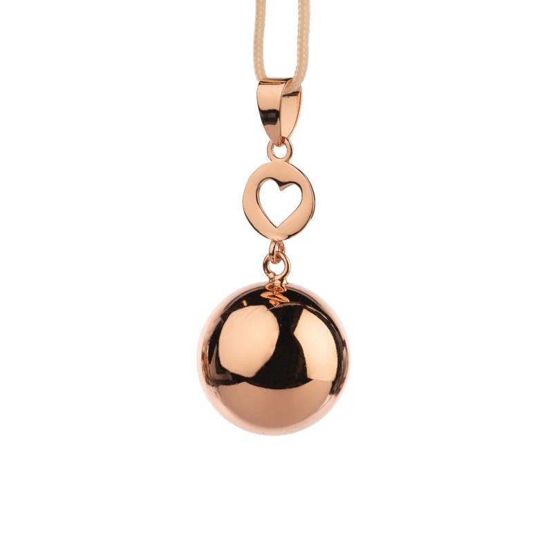 COLLANA CHIAMA ANGELI GRAVIDANZA - BOLA ORO ROSA CON CUORE