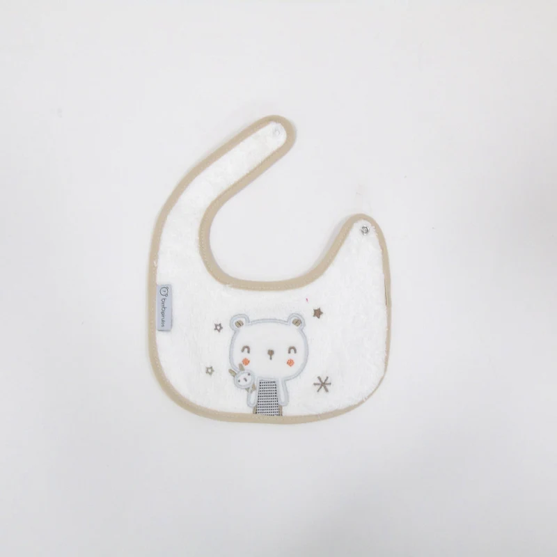 BAVAGLINO BAVETTA NEONATO IN SPUGNA IMPERMEABILE 19x19 CM BEAR TORTORA