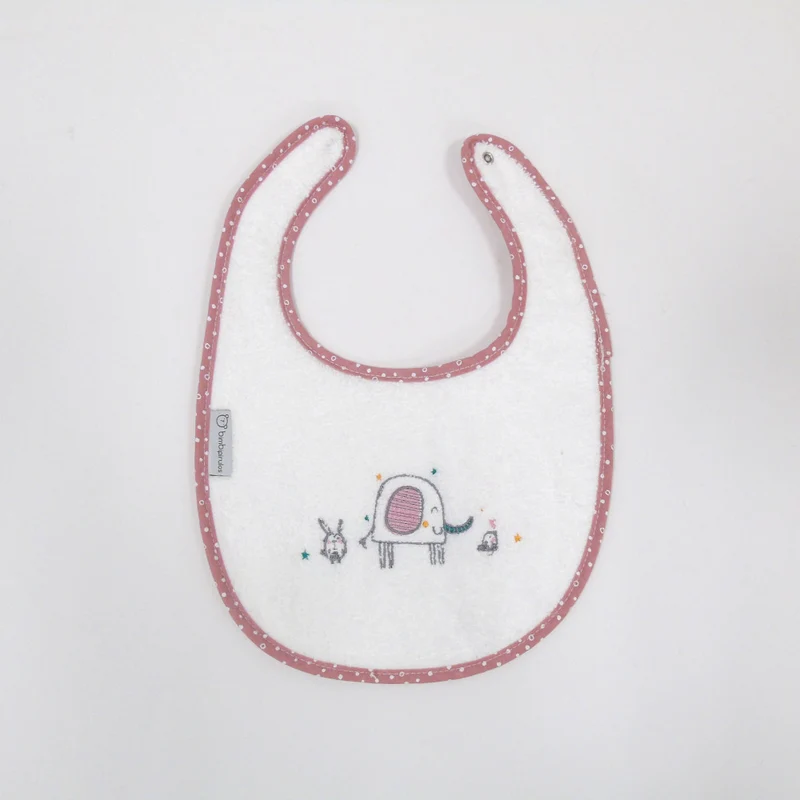 BAVAGLINO BAVETTA NEONATO IN SPUGNA IMPERMEABILE 20x25 CM - ELEFANTE ROSA