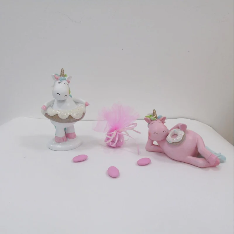 BOMBONIERA NASCITA BATTESIMO UNICORNO DONUT BIMBA ROSA