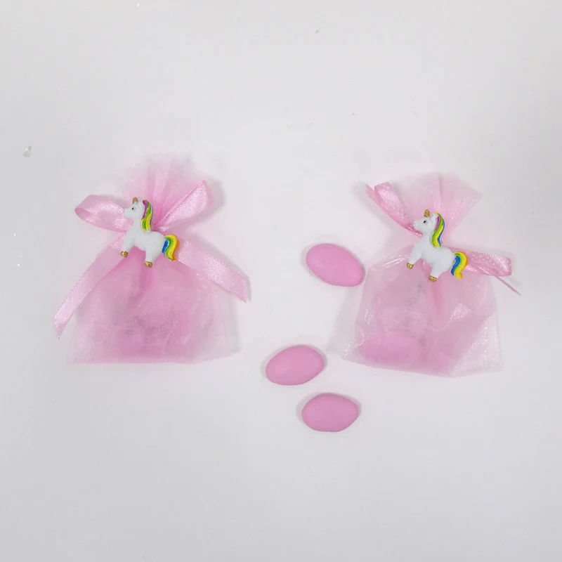 SACCHETTINO CONFETTI SEGNAPOSTO BOMBONIERA NASCITA BATTESIMO COMPLEANNO UNICORNO BIMBA