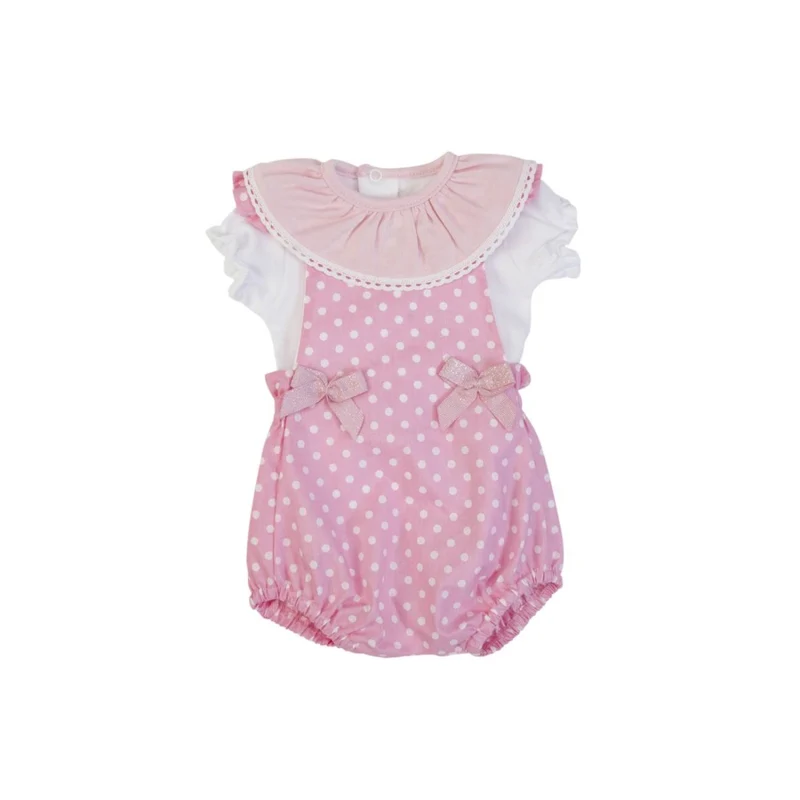 PAGLIACCETTO NEONATA SALOPETTE E BODY - POIS ROSA