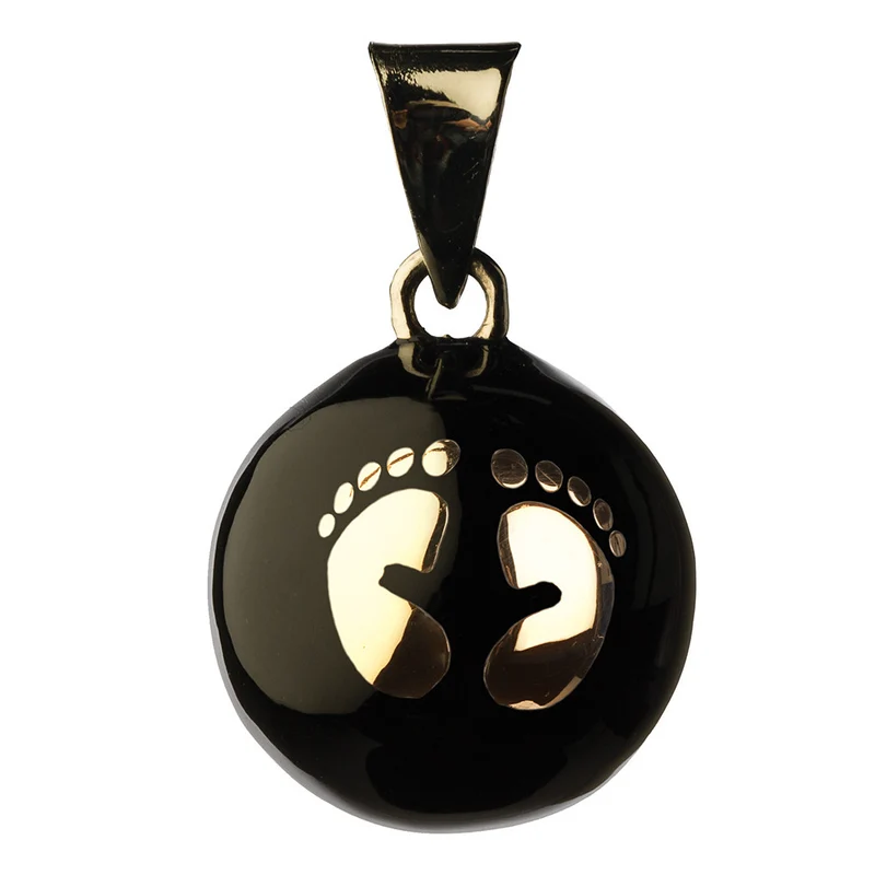 COLLANA CHIAMA ANGELI GRAVIDANZA - BOLA NERO CON PIEDINI DORATI