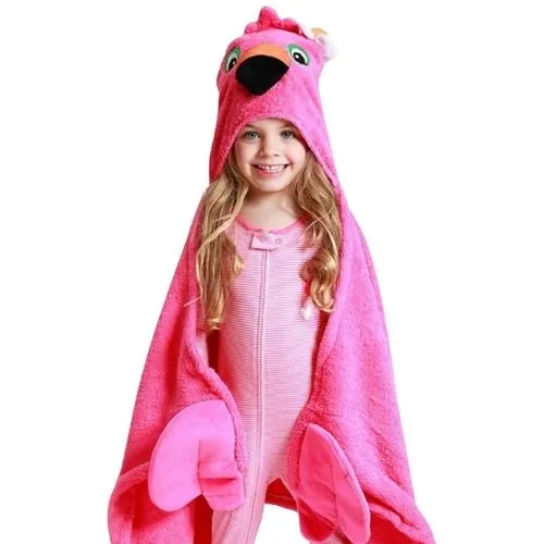 ASCIUGAMANO BIMBI CON CAPPUCCIO, Franny il Fenicottero - 100% cotone - ZOOCCHINI