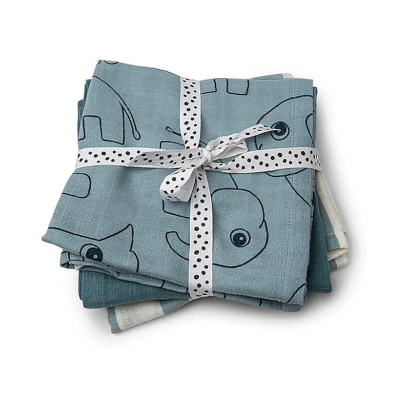 SET 3 TELINI ANTIRIGURGITO DEER FRIENDS BLU - 70x70 CM - 100% COTONE