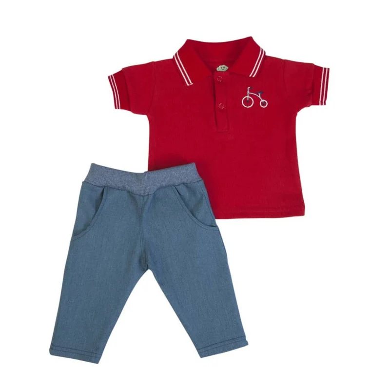 COMPLETO NEONATO BAMBINO DENIM CON POLO - BICI