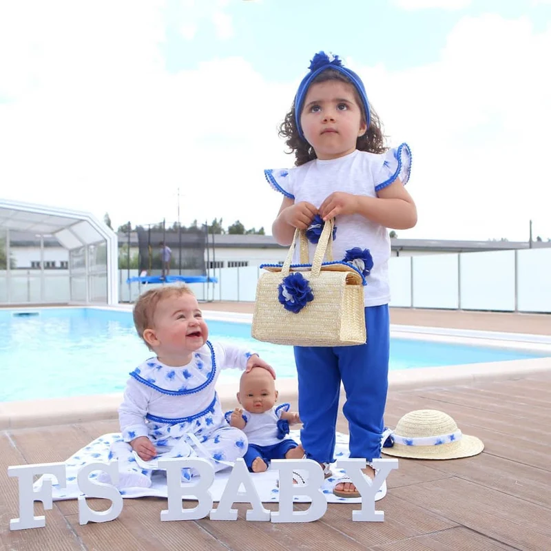 COMPLETO NEONATA BAMBINA ESTIVO - FIORI BLU