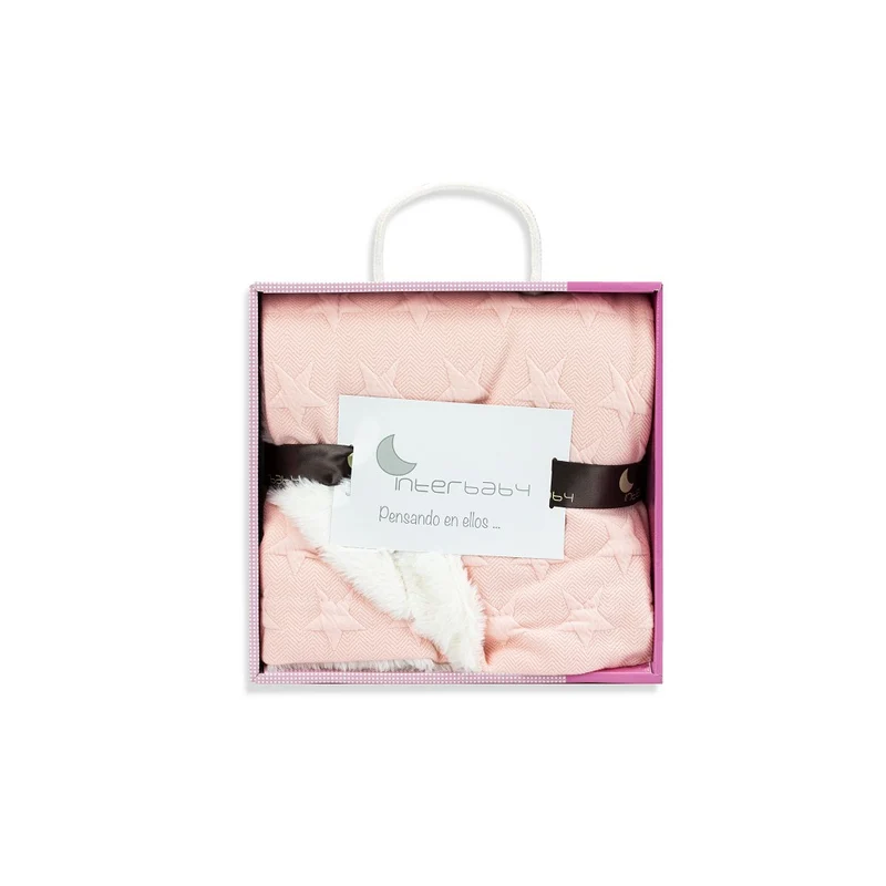 COPERTINA NEONATO CARROZZINA CULLA PASSEGGINO INVERNALE IN PILE - STELLE ROSA