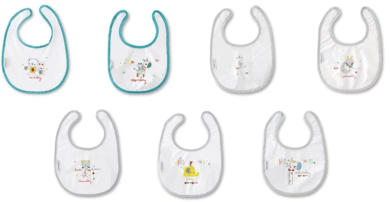 SET 7 BAVAGLINI NEONATO IMPERMEABILI IN 20X25