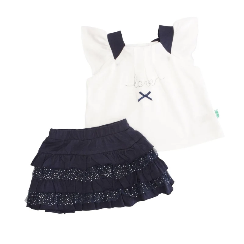 COMPLETO NEONATA BAMBINA BIO MAGLIA LOVE + GONNA ROUGE 1-36 MESI