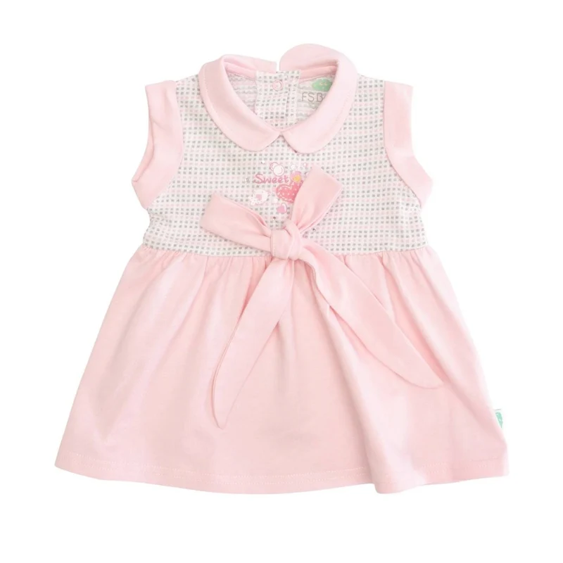 VESTITO NEONATO BIMBINA IN COTONE PRIMAVERA ESTATE ROSA