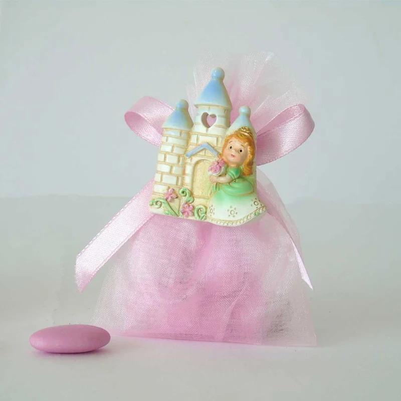 SACCHETTINO CONFETTI SEGNAPOSTO BOMBONIERA NASCITA BATTESIMO - PRINCIPESSA NEL CASTELLO