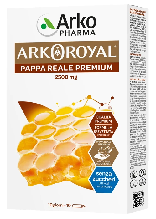 Arkoroyal pappa reale 2500 mg senza zucchero 10 fiale