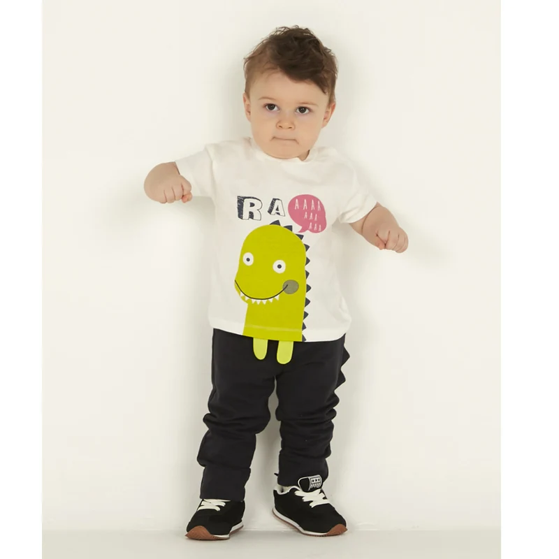 COMPLETO ESTIVO NEONATO BAMBINO BIO MAGLIA E PANTALONE - DRAGO 6 MESI - 3 ANNI